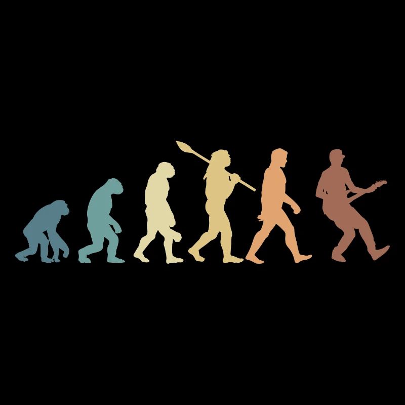 Human Evolution Guitar Band Retro Vintage