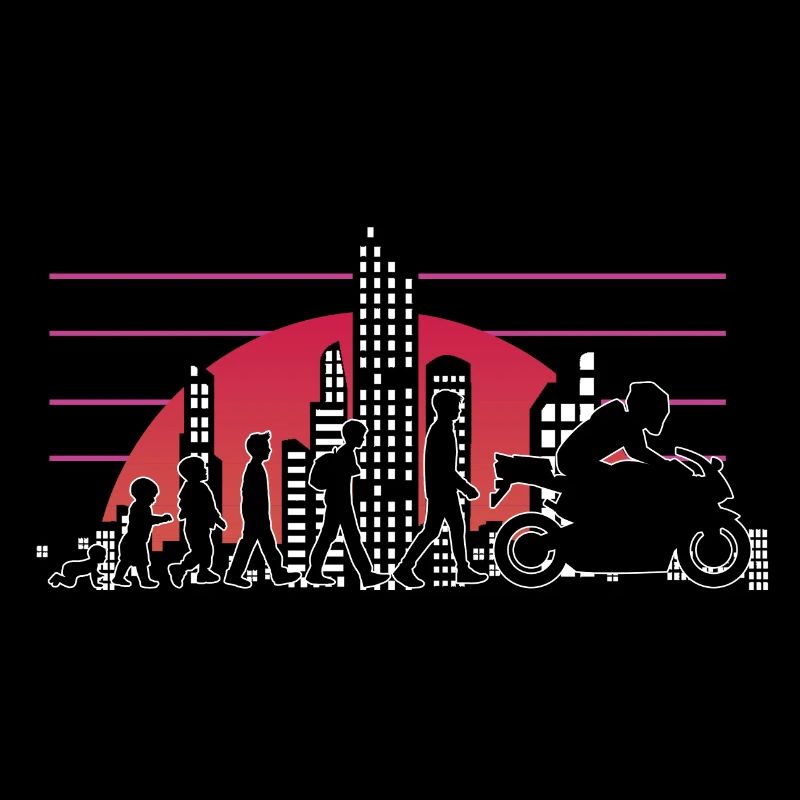 Motorcycle Evolution Vintage 80s Retro Biker