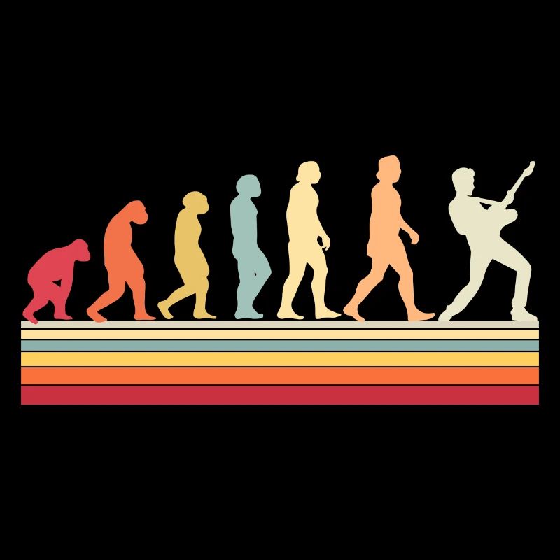 Human Evolution Guitar Band Retro Vintage