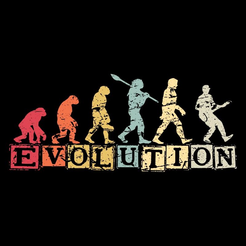 Human Evolution Guitar Band Retro Vintage