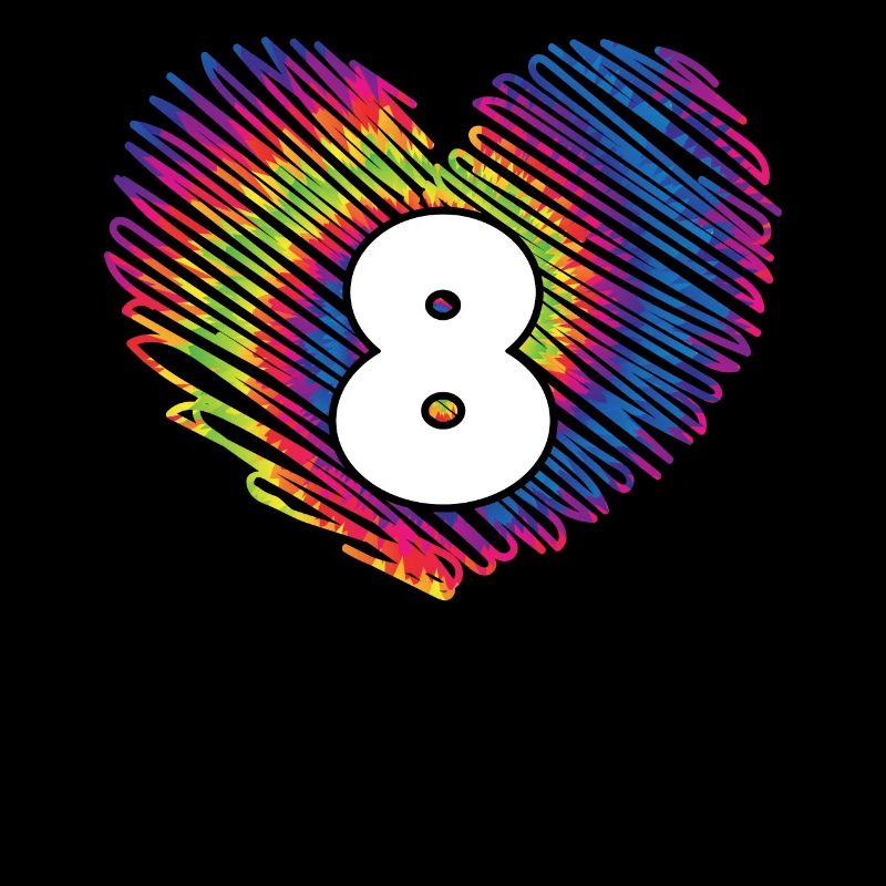 8th Birthday Heart Tie Dye | Tie Dye Themed