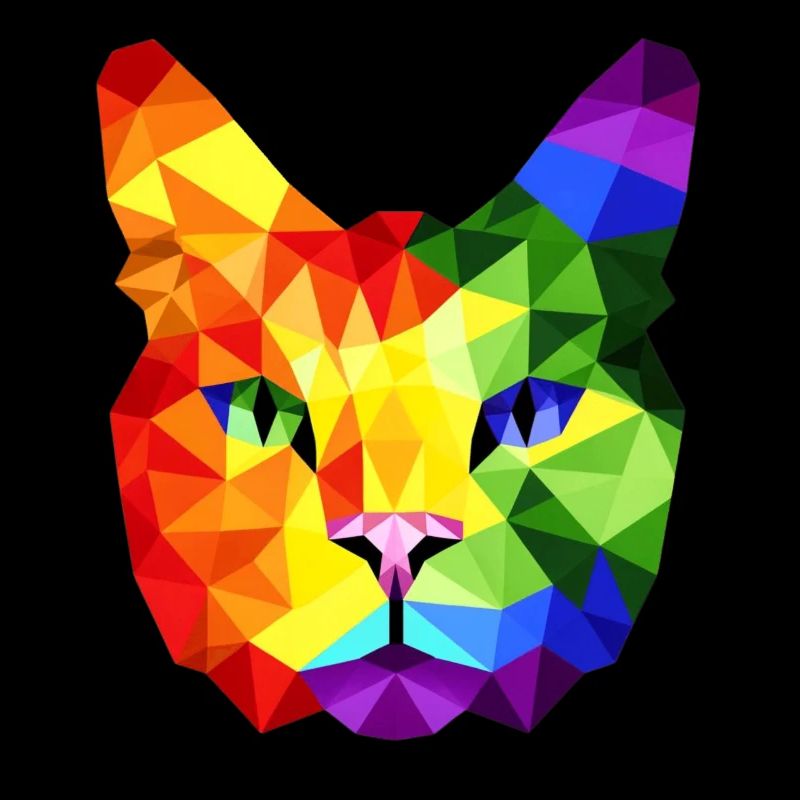 Lgbt Silhouette Poly Art Crystal Kitten Lover