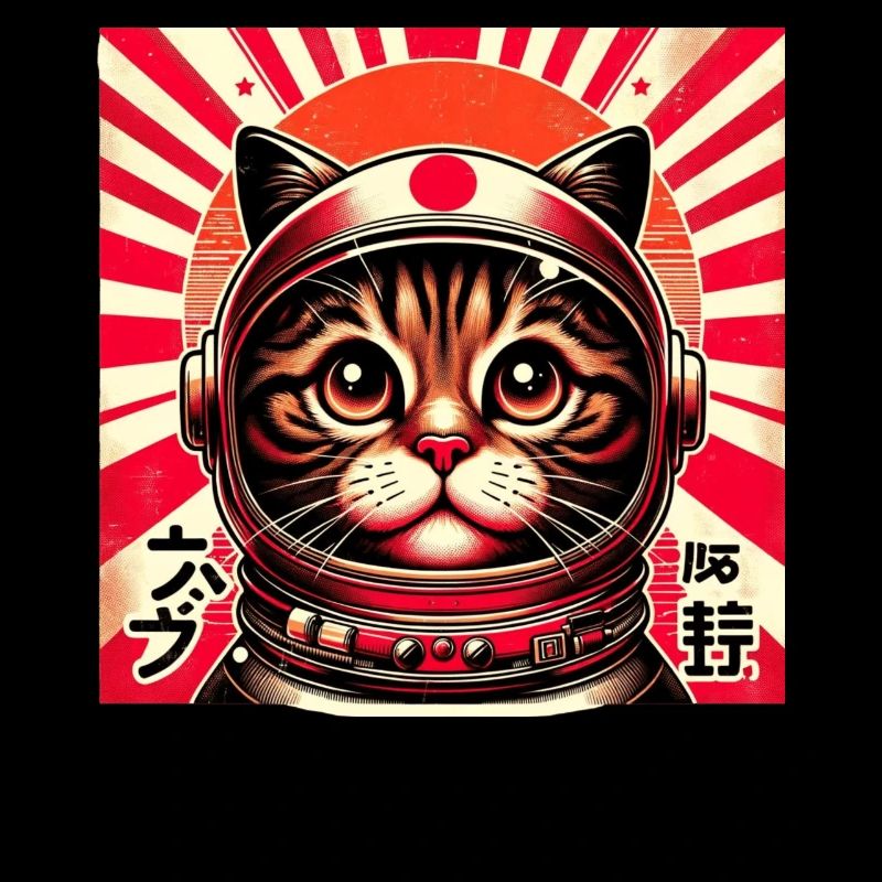 Vintage Japanese Kitten Retro Cute Sunset