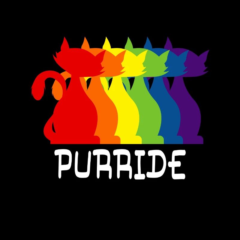 Purride Rainbow Kitten Colorful Lgbt Silhouette