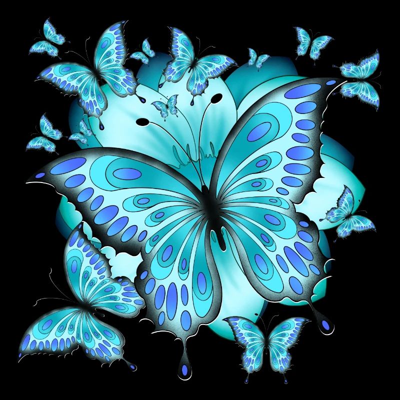 Papillons avec fleur