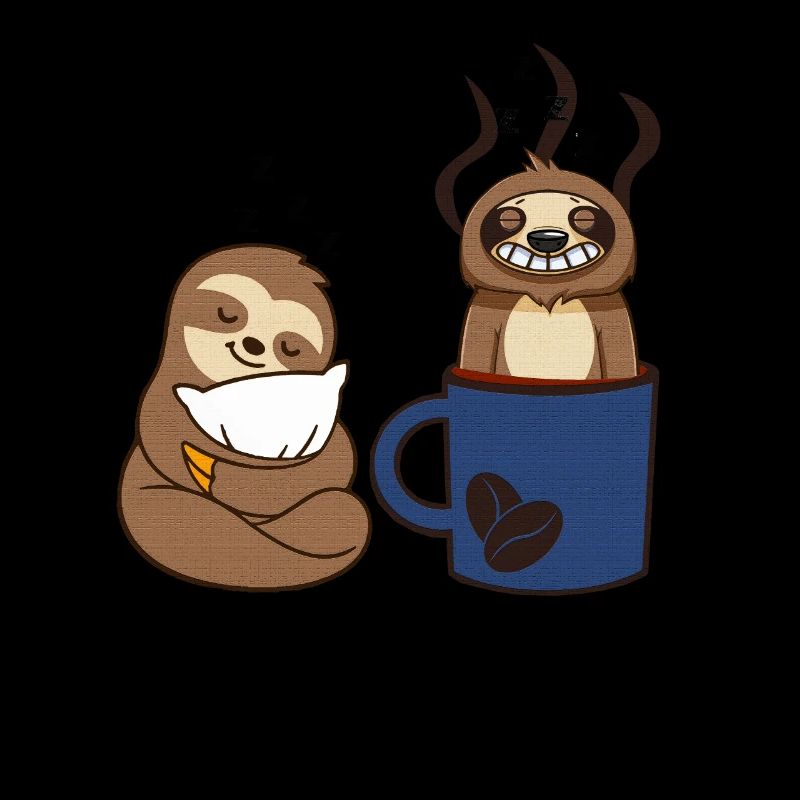 Faultier Before Coffee After Coffee