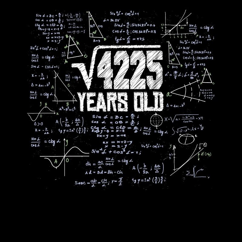 Square Root of 4225 Math Nerd 65th Birthday