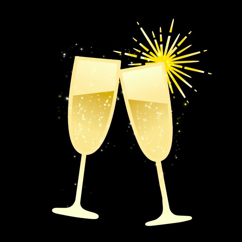 Prost! Sektgläser mit Feuerwerk
