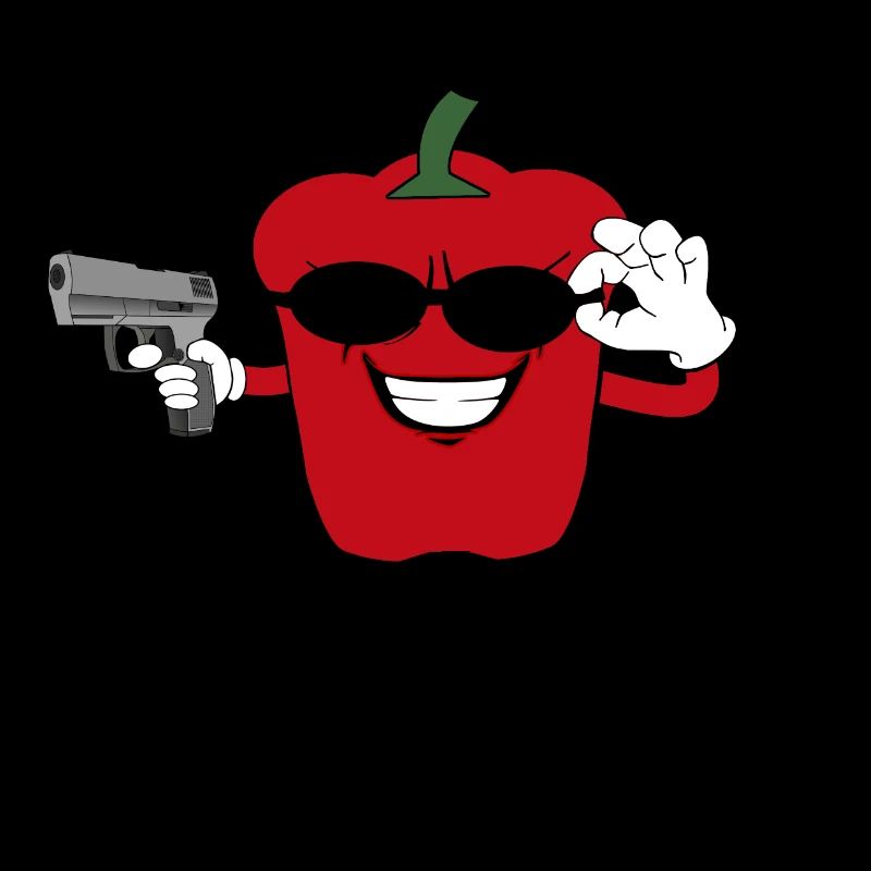 Coole Paprika mit einer Waffe und Sonnenbrille Ges
