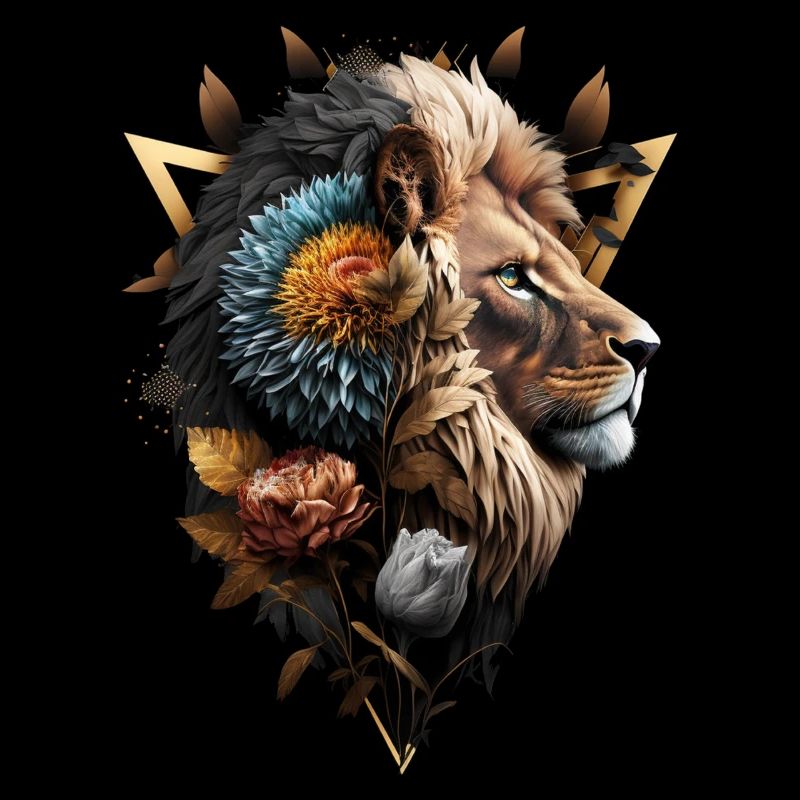 Löwe Polygon Kunst Blumen Tier Geschenk Zoo Motiv