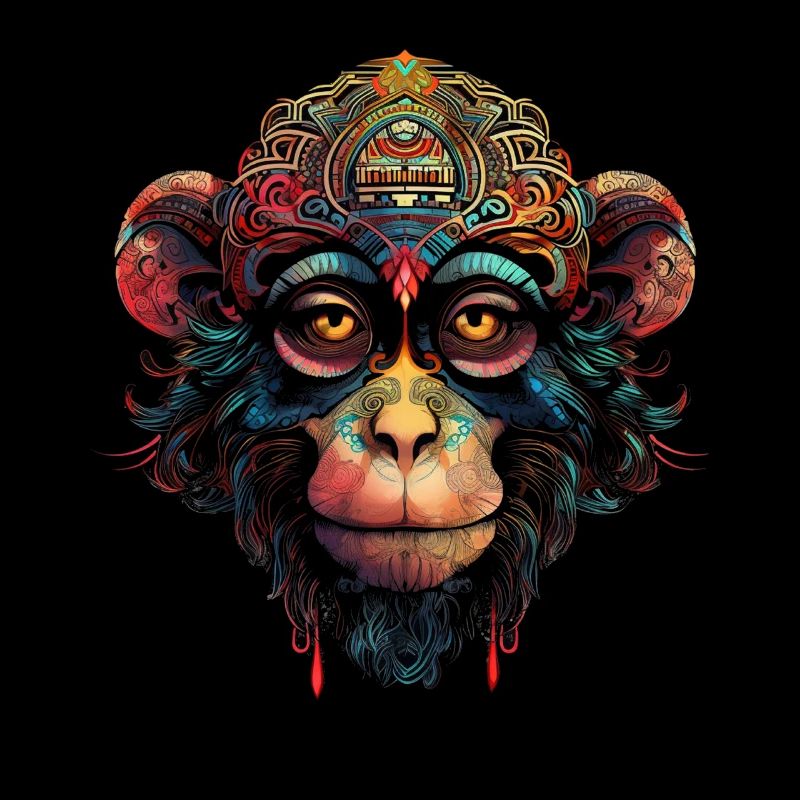 Affe Mandala Kunst Geschenk Frau Tier Affengesicht