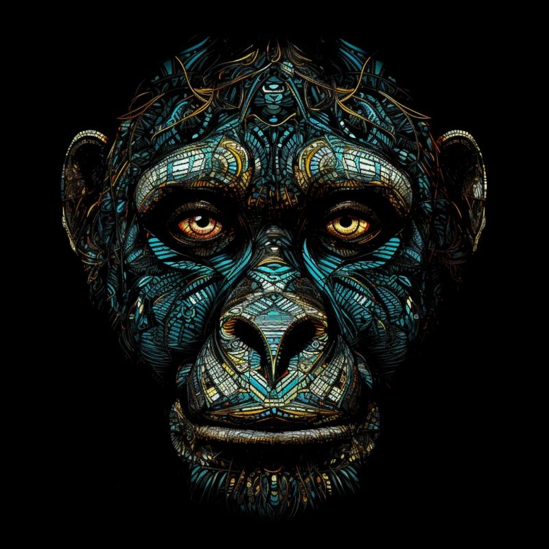Affe Kunst Mandala Geschenkidee Tier Tiermotiv