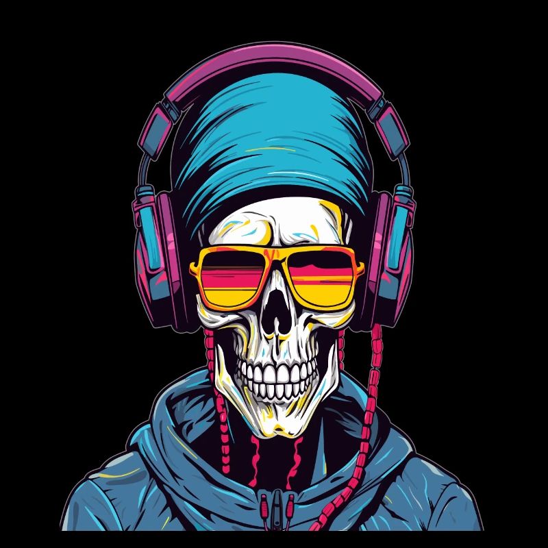 Techno Skeleton Cyberpunk Skull Raver