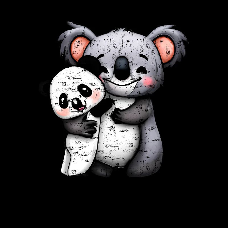 Mignon Koala Bear et Panda Bear Squeeze Grunge