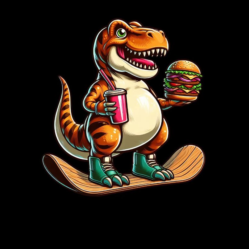 T-Rex Dinosaurier Skateboard Hamburger Spaß