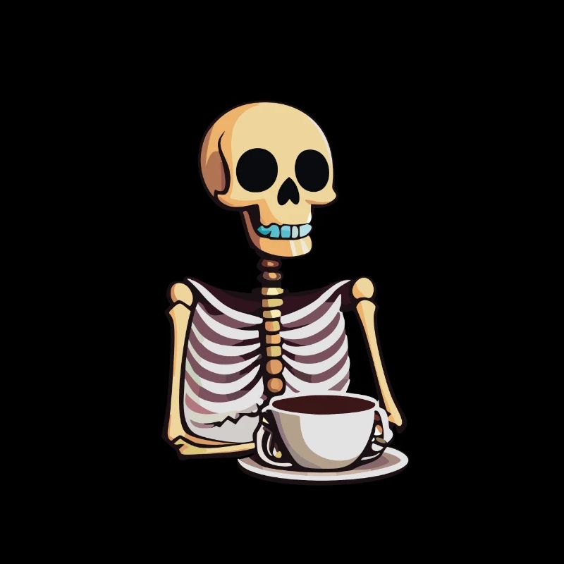 Skelett mit Kaffee