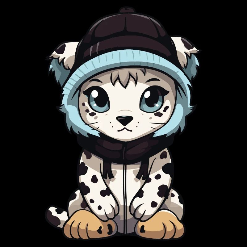Snow leopard winter leopard baby