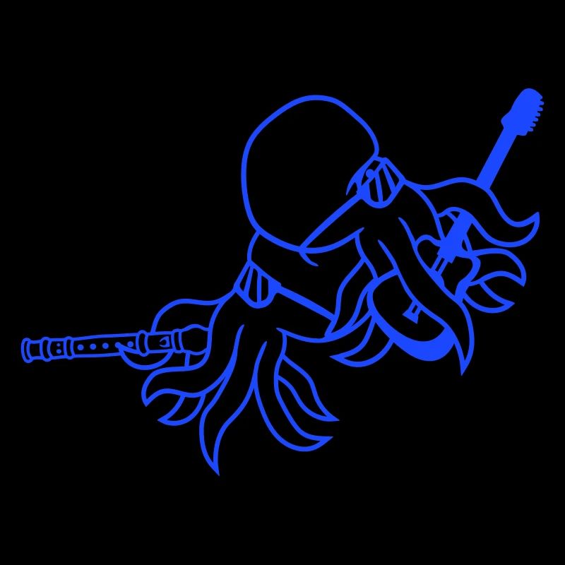 2 Octopus Guitar Flute Octopus Squid Friends