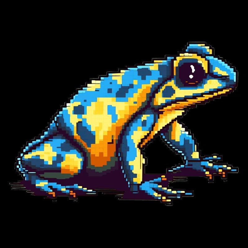 Colorful Pixel 8 Bit Poison Dart Frog