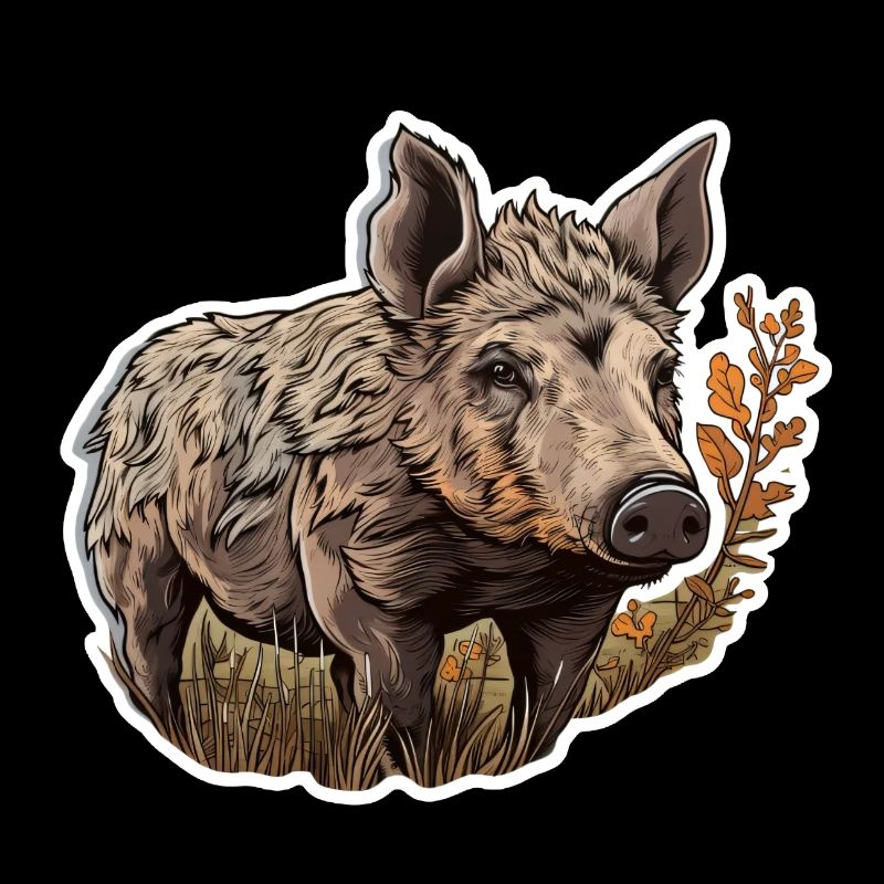Wild boar in a field