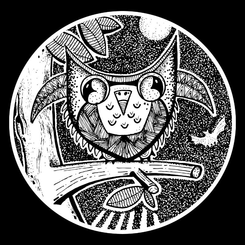 Eule Baum Mond Fledermaus