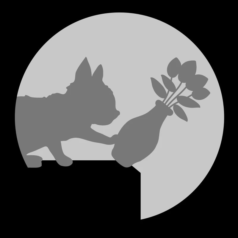 Le vase à fleurs tombe sur le chat