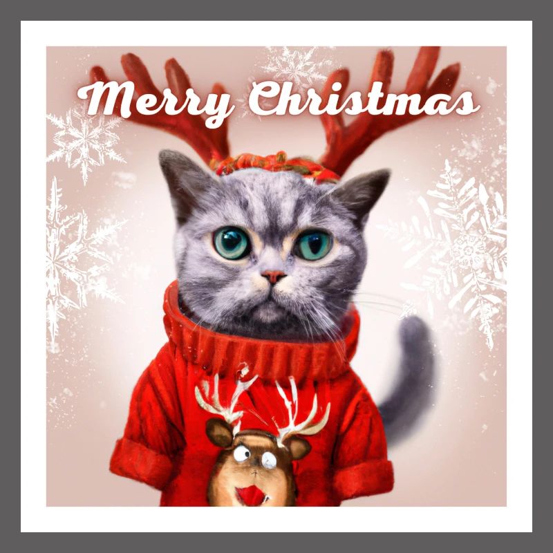 Doux chat britannique dans un pull de Noël.