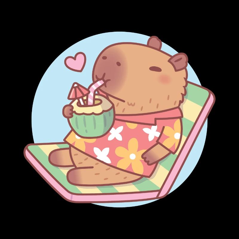 Mignon Capybara refroidissant avec une boisson à la noix de drôle