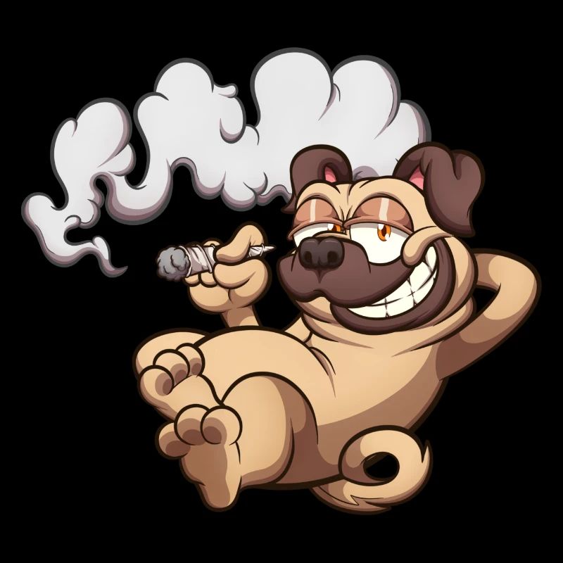 Mops raucht einen Joint