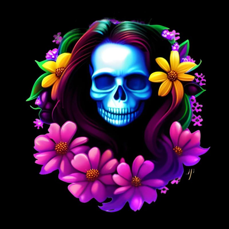 Skull Boho mit Blumenkranz Multicolor