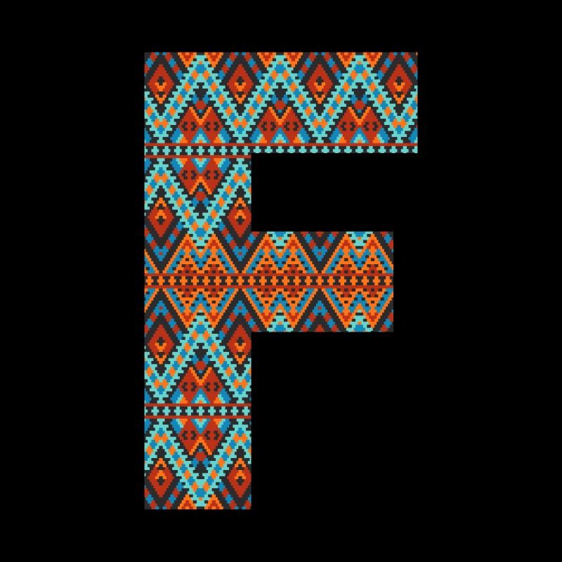 Buchstabe F - Boho-Design, buntes Monogramm