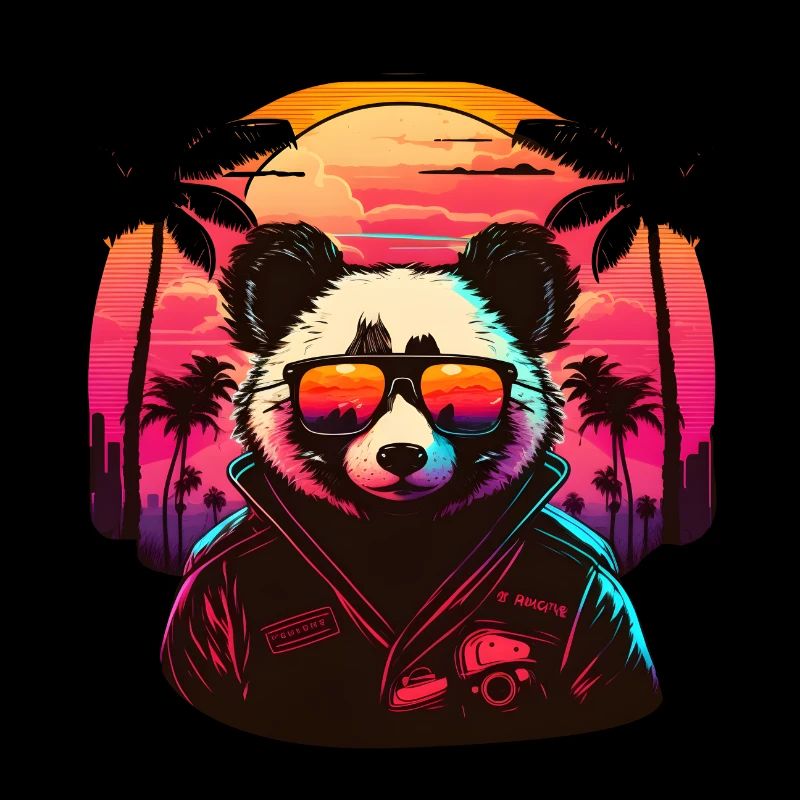 Synthwave Panda Sunset
