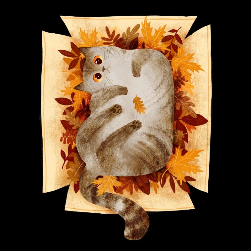 Katze im Herbstkarton
