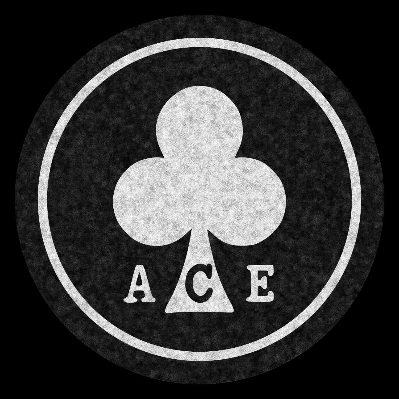 runder ACE Schwarz und Weiß Distressed Mod