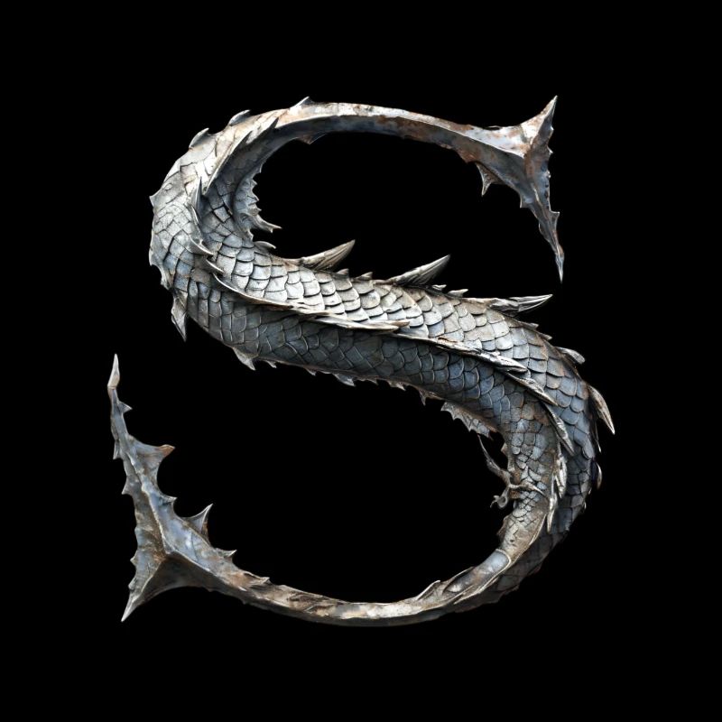 Lettre « S » en forme de dragon.