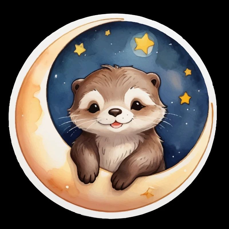 Otter sitzt im Mond
