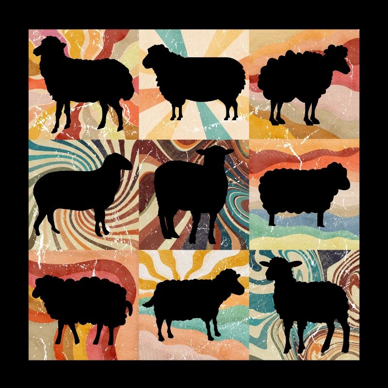 Retro Blumen Schaf