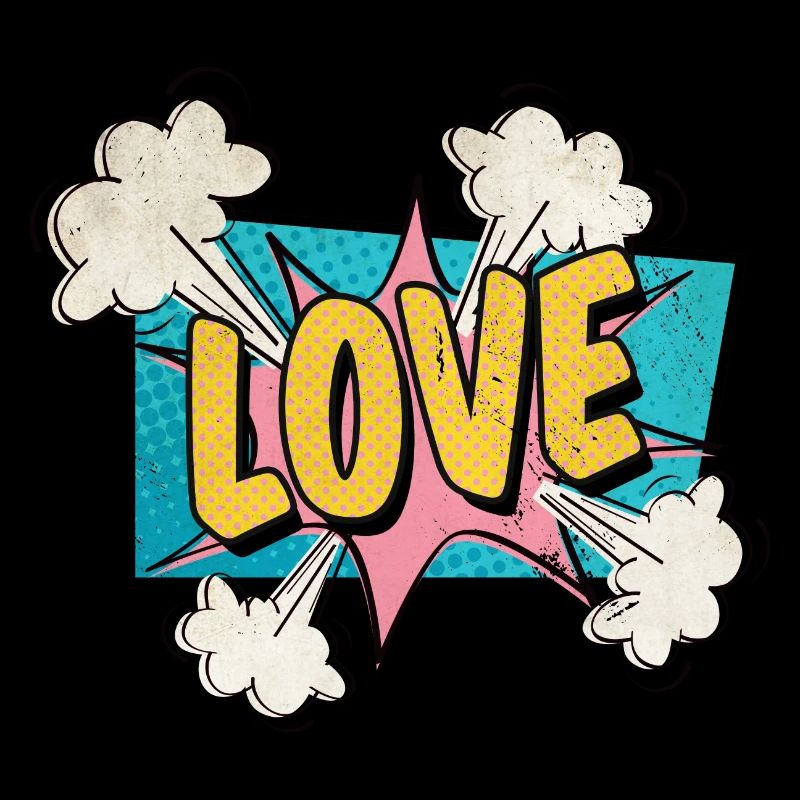 Love exploding comic style in love gift