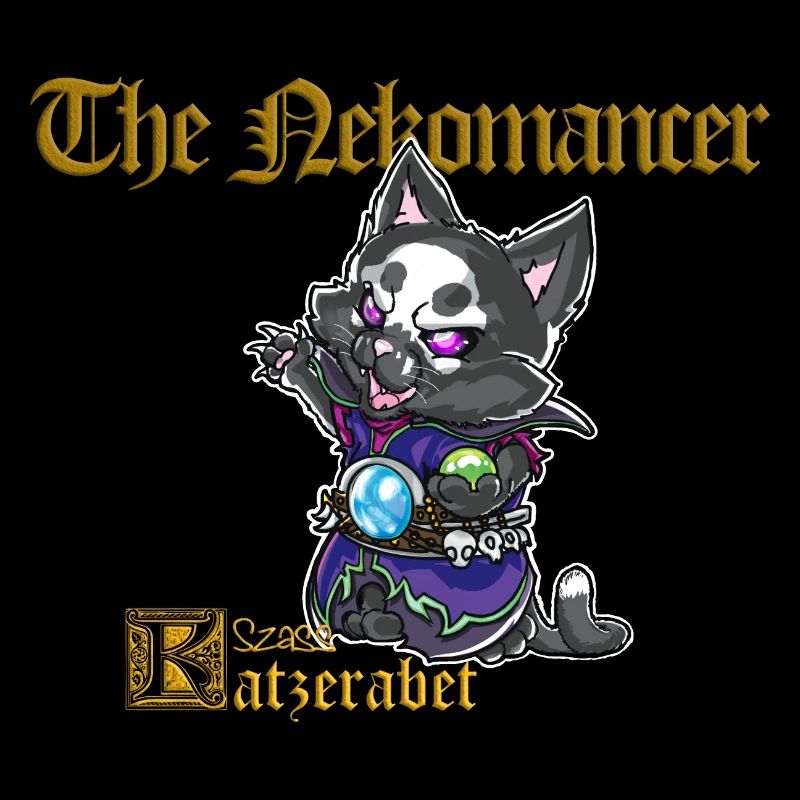 Cute cat necromancer black magic spell