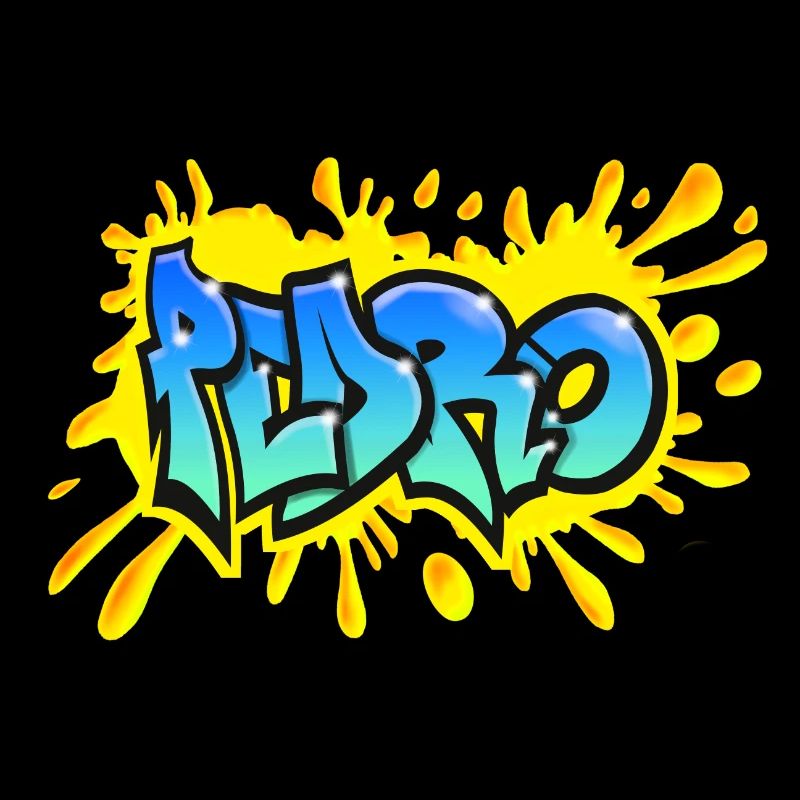 PEDRO Graffiti splash jaune prenom imprimable