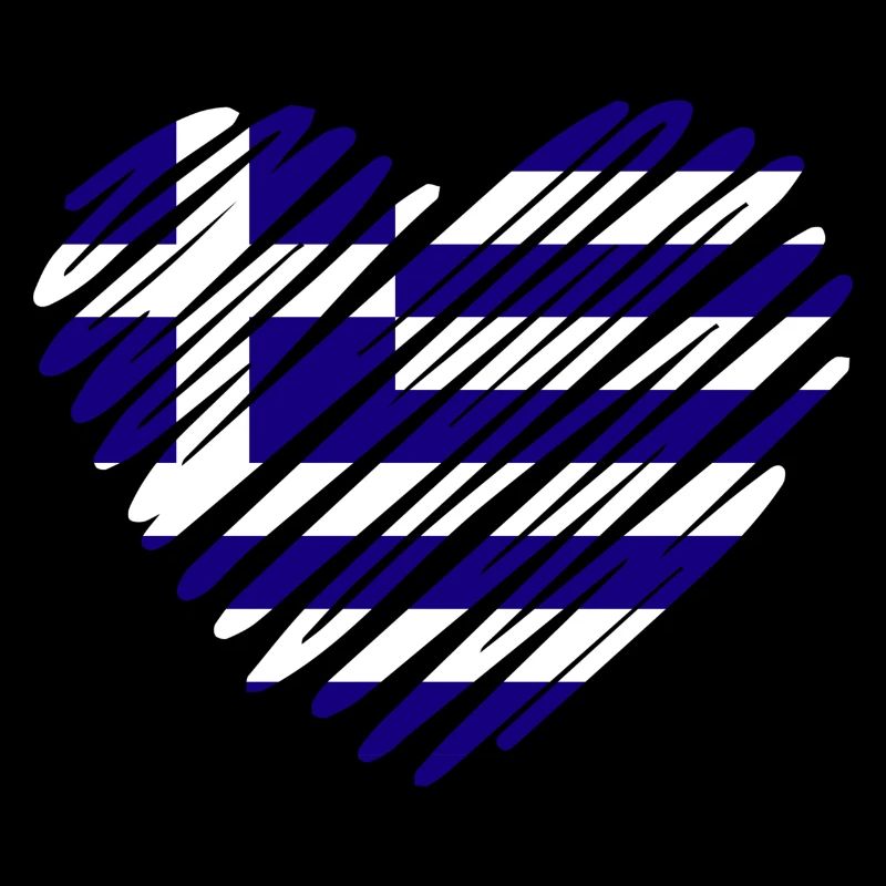Conception du drapeau grec en forme de coeur