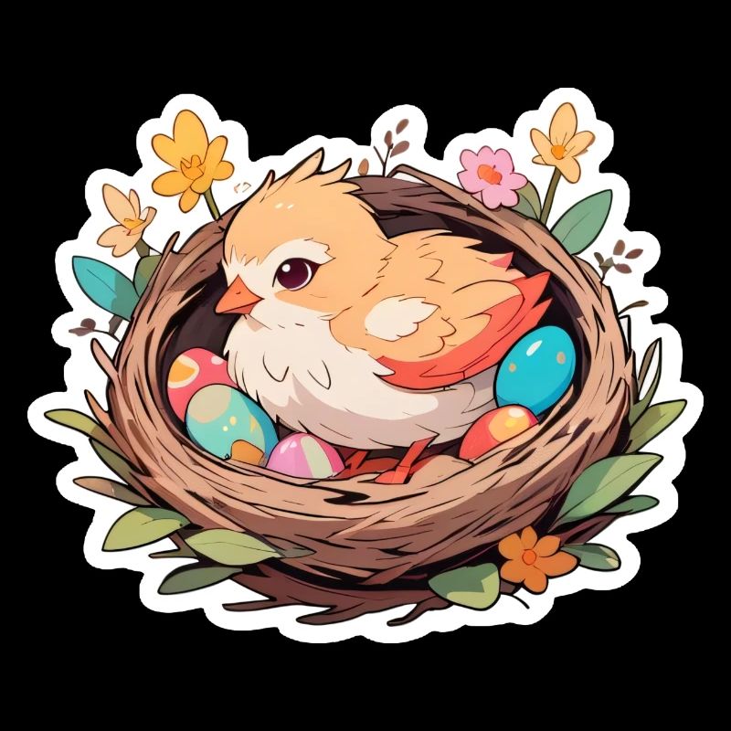Easter basket with chicks