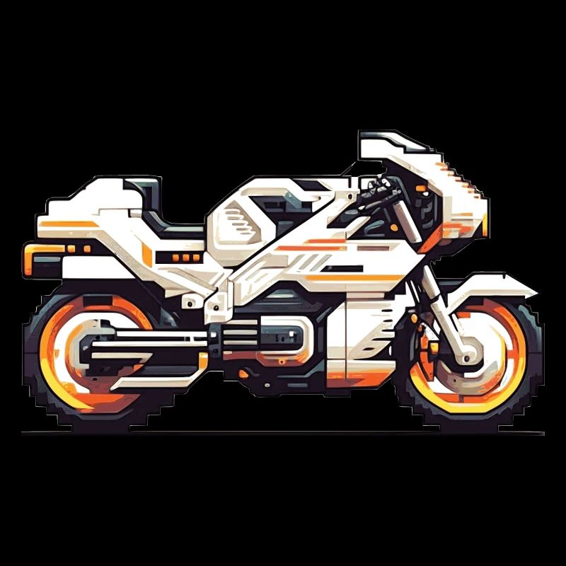8 bit motorcycle racing machine as vector graphics