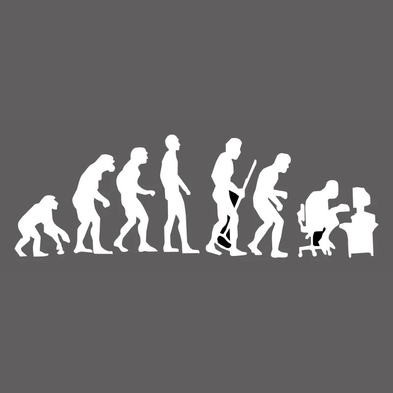 Evolution monkey to human crooked back Pc nerd