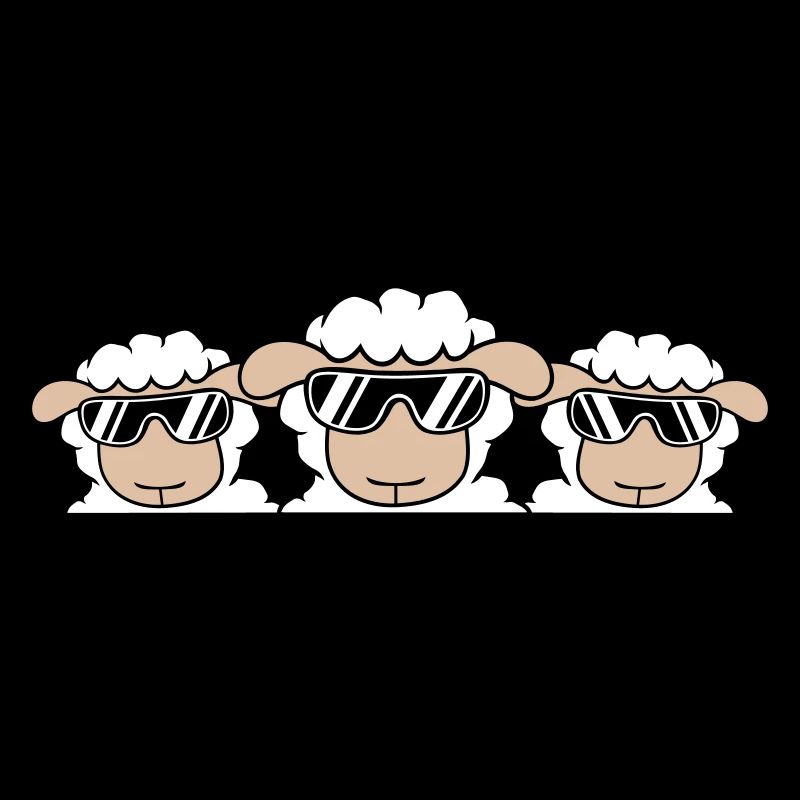 3 DJ Schafe Hinter Zaun Mauer Sonnenbrille Freunde