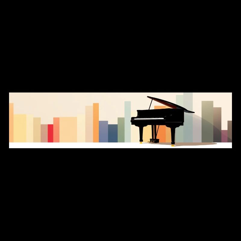 Panorama-Klavier mit Horizont-Farbbalken.