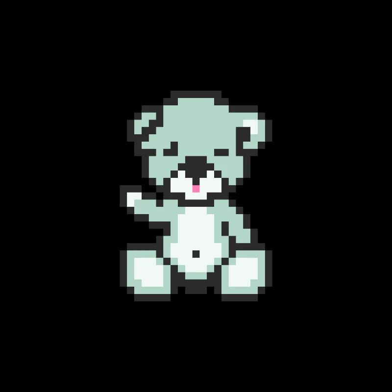 Pixel Bear Pastel Cyan