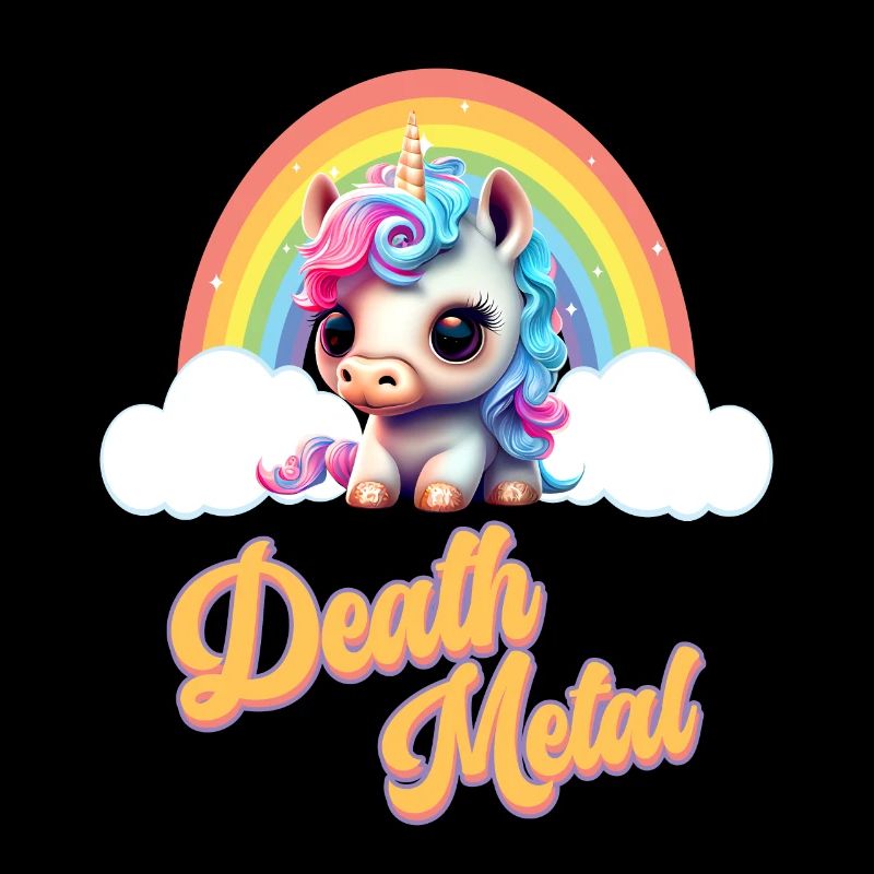 Witziges Einhorn mit Regenbogen und Spruch