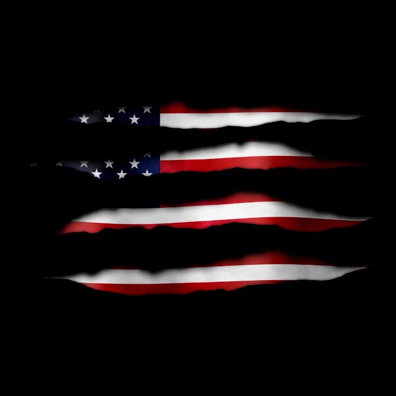 USA flag torn open