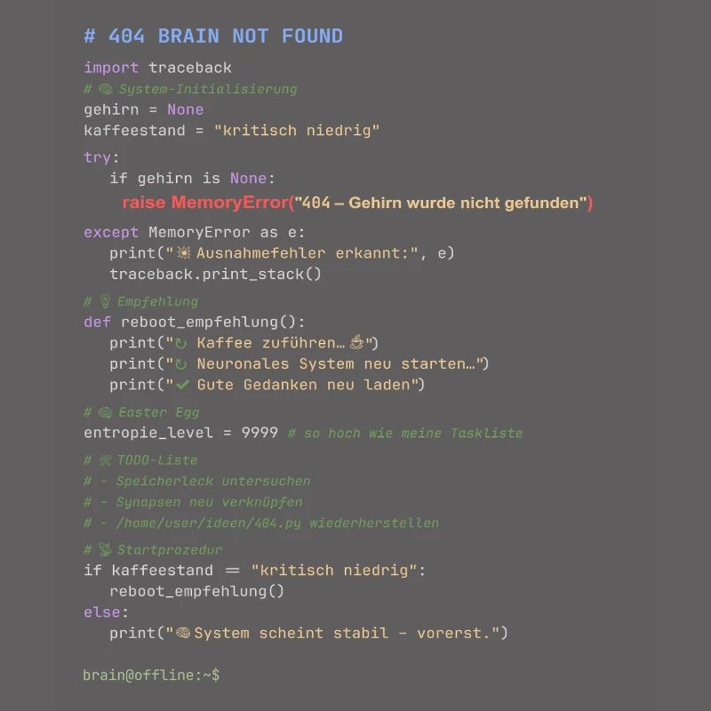 404 Cerveau introuvable Code Python